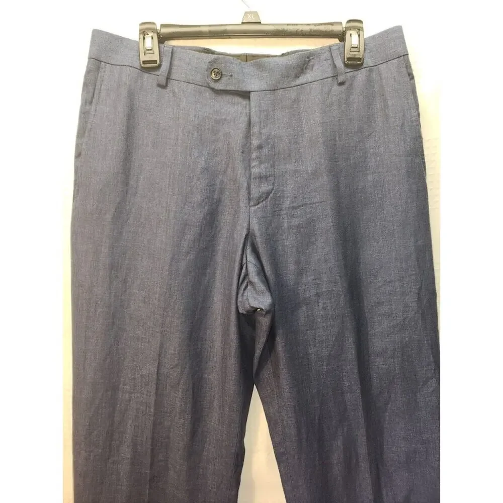 Palm Beach Mens Suit Pants Blue Size 34RW Linen NWOT Pockets Straight Leg 8236
